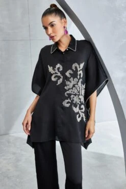 Namrata Joshipura Black Moon Flower Kaftan Set -Echo Clohting Shop 25723nj1 4