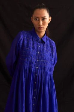 Amrich Michi Blue Hand Embellished Button Down Dress -Echo Clohting Shop 25923aml13 4