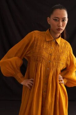 Amrich Michi Yellow Hand Embellished Button Down Dress 8 Amrich Michi Yellow Hand Embellished Button Down Dress -Echo Clohting Shop 25923aml14 3