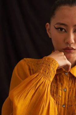 Amrich Michi Yellow Hand Embellished Button Down Dress 10 Amrich Michi Yellow Hand Embellished Button Down Dress -Echo Clohting Shop 25923aml14 5