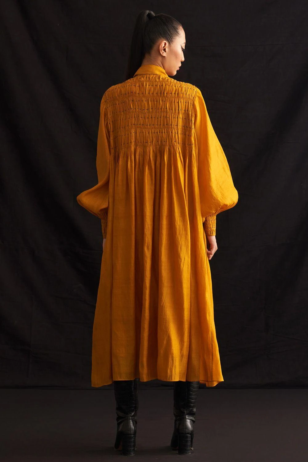 Amrich Michi Yellow Hand Embellished Button Down Dress 6 Amrich Michi Yellow Hand Embellished Button Down Dress - Image 6