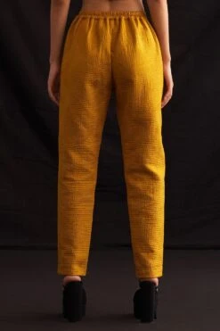 Amrich Mae Quilted Narrow Leg Trousers In Yellow -Echo Clohting Shop 25923aml28 4