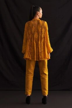 Amrich Mae Quilted Narrow Leg Trousers In Yellow -Echo Clohting Shop 25923aml28 5