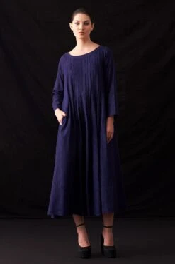 Amrich Blue Handwoven Checkered Dress