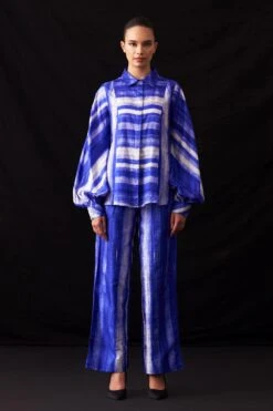 Amrich Becca Blue Handcrafted Shibori Patterned Pants