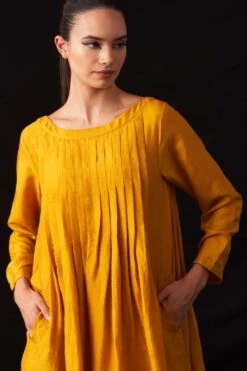 Amrich Fio Yellow Handwoven Pleated Dress -Echo Clohting Shop 25923aml9 3