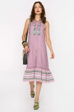 Rara Avis Lavender Pleated Buttoned Down Dress