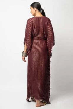 Heirloom By Rara Avis Maroon Hamsa Embroidered Kaftan -Echo Clohting Shop 25rah25 3