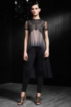 Rohit Gandhi + Rahul Khanna Black Ombre High Low Top