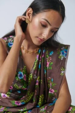 Nadiya Paar Woody Brown Floral Blouse -Echo Clohting Shop 2623np14 3
