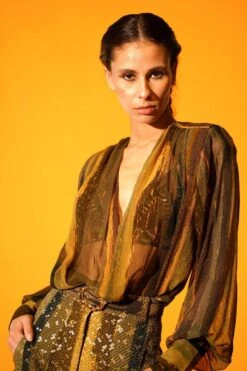 Nikita Mhaisalkar Green Stripe Print Top -Echo Clohting Shop 2710nm21 3