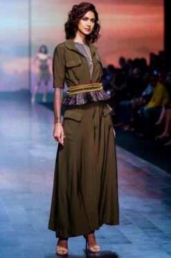 Nikita Mhaisalkar Olive Green Shirt Dress -Echo Clohting Shop 2710nm59 3