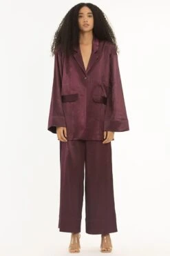 Three Wine High Waisted Broad Bottoms