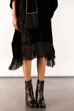 Studio RIGU Classic Black Velvet Kimono Fringe Dress -Echo Clohting Shop 271223sr25 4