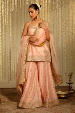 Sheetal Batra Aabroo Graceful Pink Floral Embellished Kurta Set