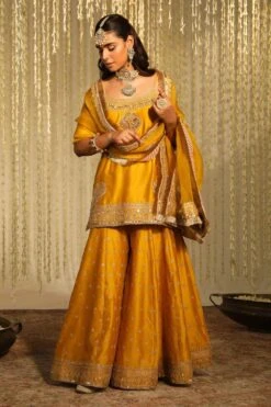Sheetal Batra Aabroo Yellow Sequin Embellished Kurta Set