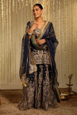 Sheetal Batra Aafiya Rich Blue Floral Embellished Kurta Set