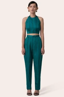 November Noon Bamboo Teal Halter Neck Top