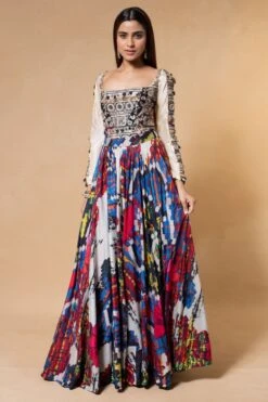 Saaksha & Kinni Ivory Mirror Embellished Bodysuit & Lehenga Set