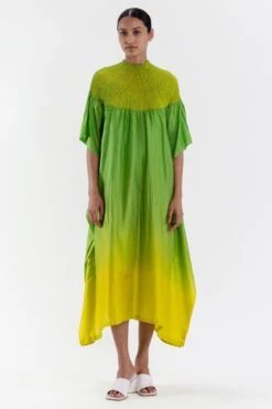 Medium Greem Ombre Shibori Kaftan -Echo Clohting Shop 27423sm25 2