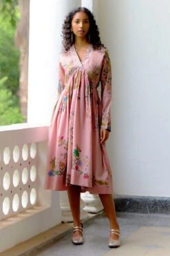 Archana Jaju Rose Handpainted Kalamkari Dress