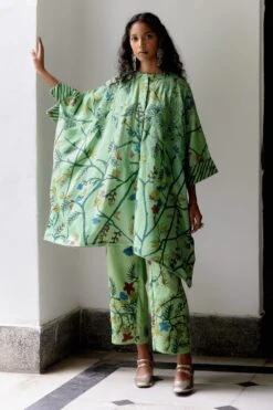 Archana Jaju Green Kalamkari Kaftan Set