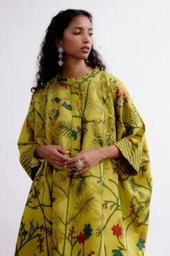 Archana Jaju Mustard Handpainted Kalamkari Kaftan Set -Echo Clohting Shop 27923aja31 4