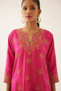 KORA Raspberry Thread Embellished Gharara Set -Echo Clohting Shop 27923ka12 4