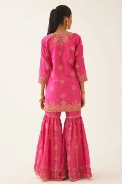KORA Raspberry Thread Embellished Gharara Set -Echo Clohting Shop 27923ka12 5