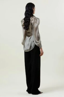 Kanika Goyal Label Solid Brown Tie-up Top -Echo Clohting Shop 281123kgl12 4