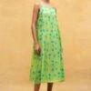 Injiri Green Printed Strappy Dress