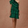 Shriya Som Emerald Green Pleated One Shoulder Dress