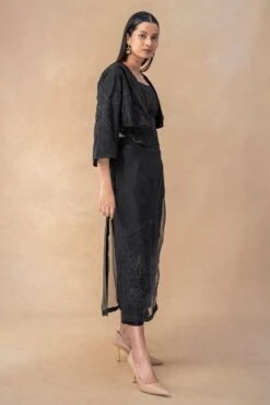 Bodhi Tree Black Straight Pants With A Textured Overlayer -Echo Clohting Shop 2823bt13 3