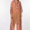 Nikita Mhaisalkar Dark Beige Sequin Kaftan Kurta Set