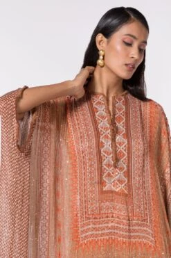 Nikita Mhaisalkar Dark Beige Sequin Kaftan Kurta Set -Echo Clohting Shop 284nm9 4