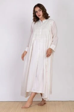 New Products 9 Ekadi White Hand Embroidered Block Print Dress