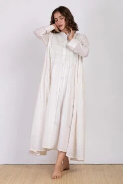 Ekadi White Hand Embroidered Block Print Dress -Echo Clohting Shop 286ekd20 3