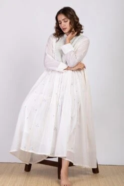 Ekadi White Hand Embroidered Block Print Dress -Echo Clohting Shop 286ekd20 5