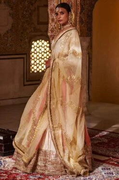 Itrh Pink Embroidered Linen Lehenga Set 8 Itrh Pink Embroidered Linen Lehenga Set -Echo Clohting Shop 287itrh3 4