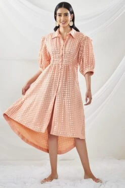 Twenty Nine Peach Mirrorwork Hi-low Dress