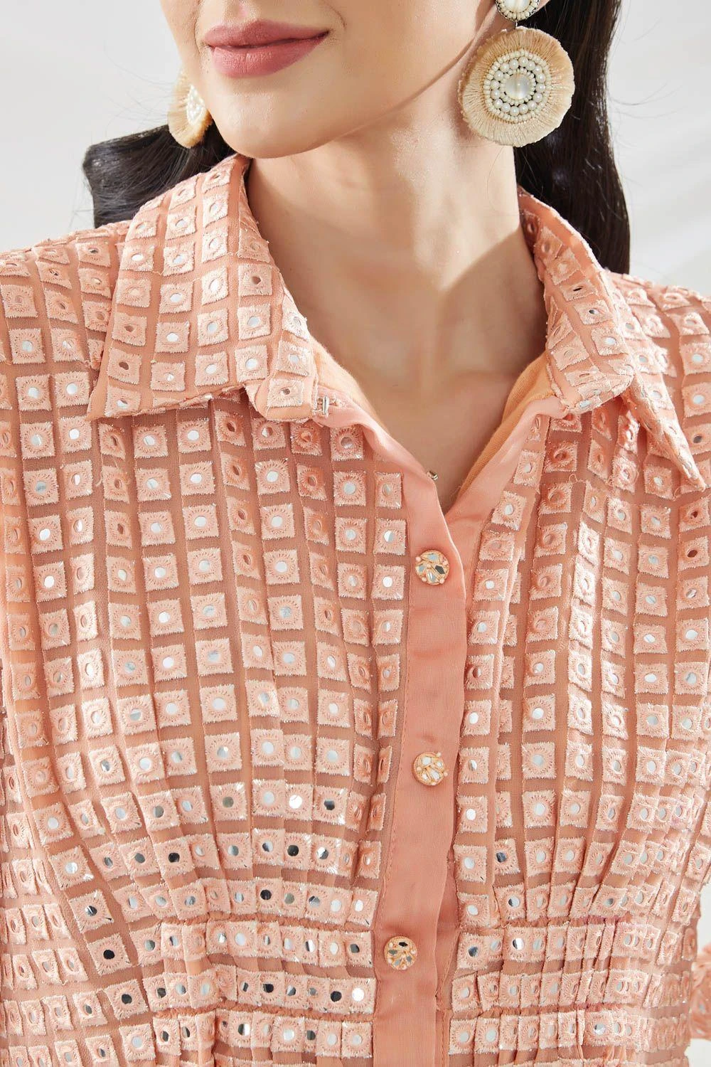 Twenty Nine Peach Mirrorwork Hi-low Dress 4 Twenty Nine Peach Mirrorwork Hi-low Dress - Image 4