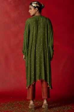 Pooja Keyur Olive Green Embroidered Kaftan Set -Echo Clohting Shop 2910pk02 5