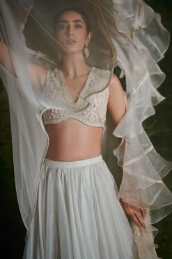 Ridhi Mehra Ivory Organza Lehenga Set -Echo Clohting Shop 2910rm02 5
