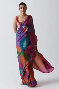 YAM Orange Hand Painted Linen Blouse