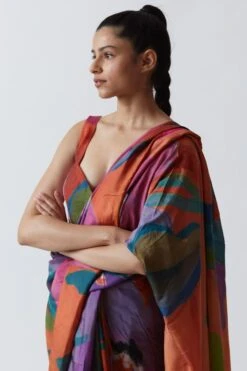 YAM Orange Hand Painted Linen Blouse 8 YAM Orange Hand Painted Linen Blouse -Echo Clohting Shop 2911yam13 4