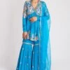 Aisha Rao Yin Yang-cyan Blue Floral Embellished Kurta Set