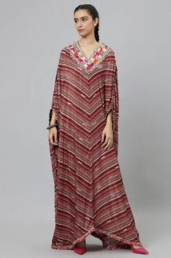 SVA Bohemian Printed V-neck Kaftan