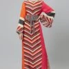 SVA Colour Block Column Dress With An Obi Belt