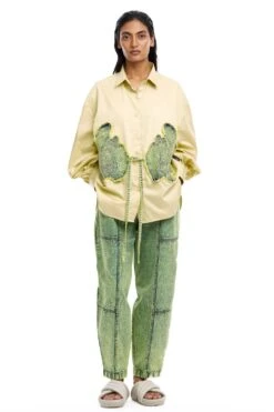 Kanika Goyal Label Pastel Green Barrel Denim Pants