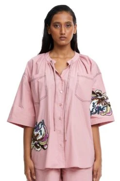Kanika Goyal Label Elara Embellished Tie Neck Shirt -Echo Clohting Shop 29823kgl3 4